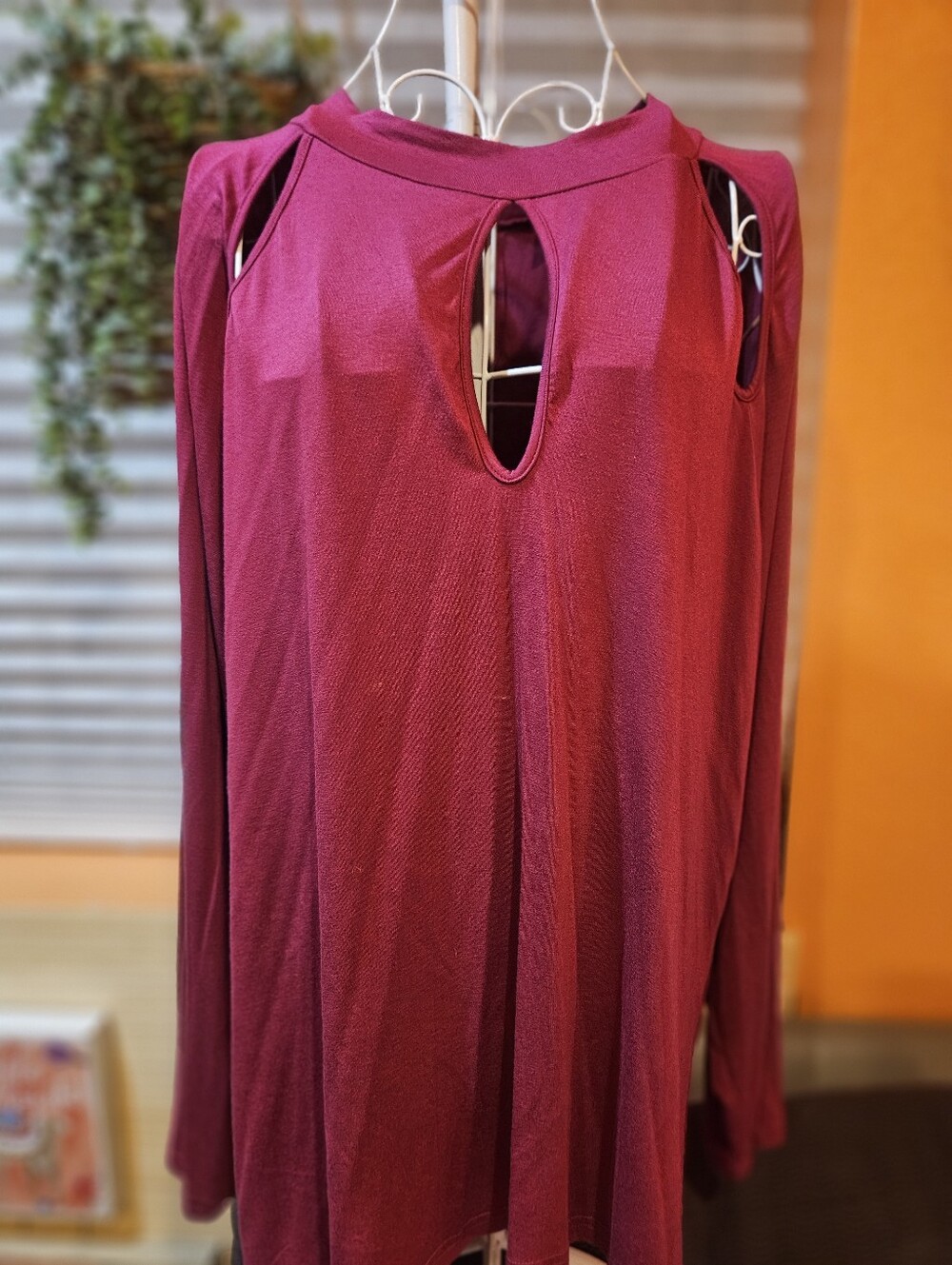 Sexy Venus Plus Size 3X Berry Red Top  Open Shoulder Long Sleave